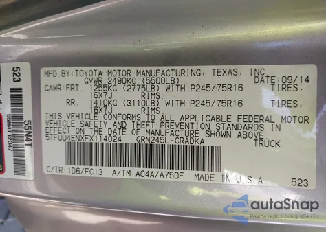 2015 Toyota Tacoma Base V6 из США, поврежденный, VIN 5TFUU4ENXFX114024